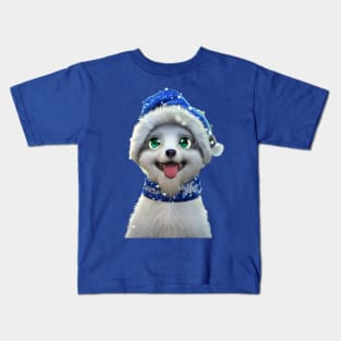 Cute anime dog with beanie Kids T-Shirt